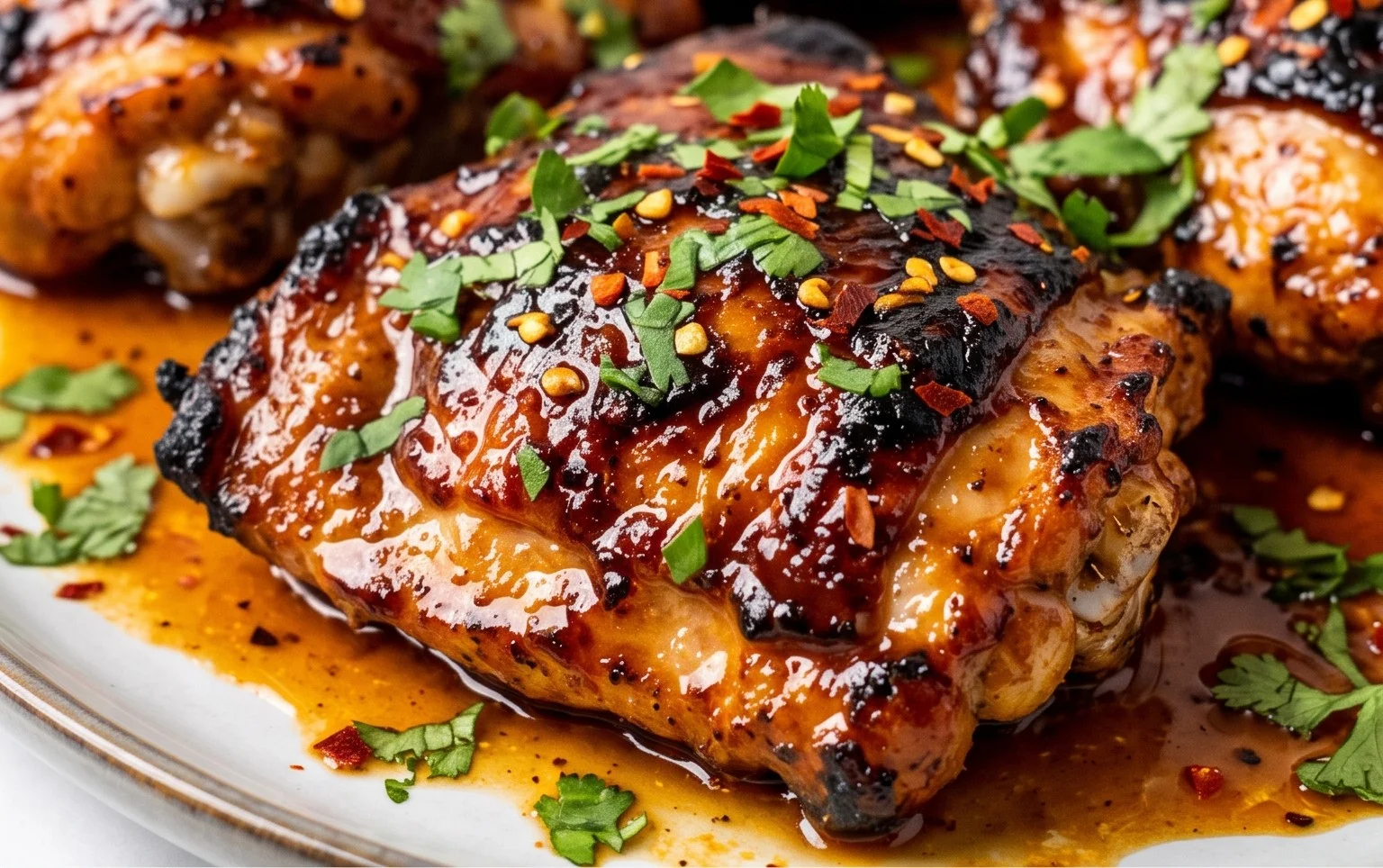 Grilled Spicy BBQ Chicken Thighs
